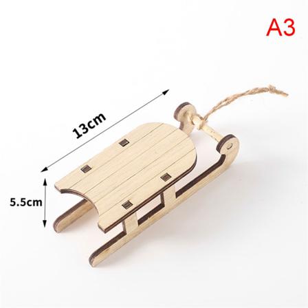 Wood Sledge Craft Statyett Desktop Bord Ornament Christmas Off