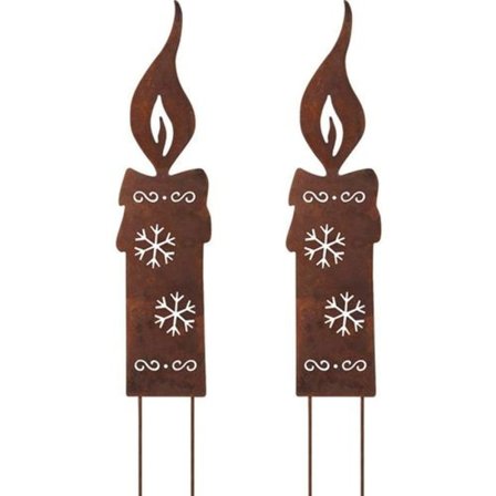 Rostiga ljus 2 stycken Juldekoration rostplugg ljus trädgårdsplugg