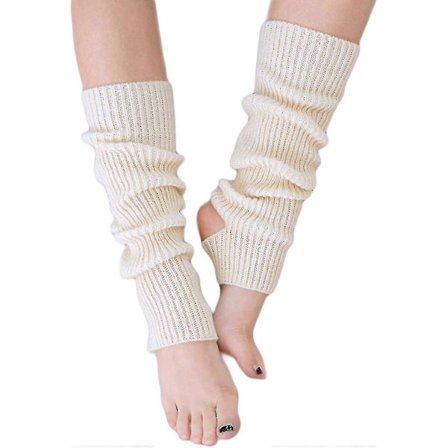 Damers Vinter Ekstra Myke Over Kne Høye Fotløse Strikkede Stirrup Benvarmere For Ascergery A