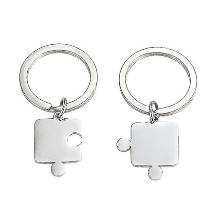 1 par nøgleringe i rustfrit stål til par, kreative puslespilsformede nøgleringe, confidante vedhæng, nøgleholder, håndværksornamenter