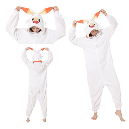 Pet Elf tecknad jumpsuit pyjamas White Flame Rabbit