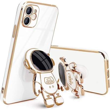 Kompatibel med iPhone 12 Etui Sød 3D Astronaut Stativ Design Kamera P