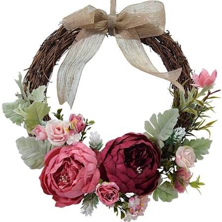 Ovikranssi, 10,25 tuumaa keinotekoinen haalistumaton pioni, koristeellinen ripustus