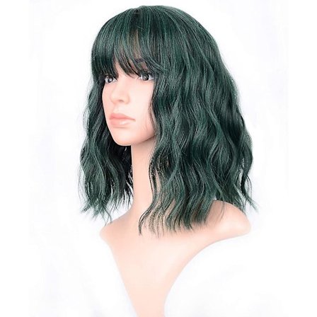 Pastel Bølget Kort Paryk Med Luft Pandehår Skulderlang Kvinde Kort Krøllet Bølget Acsergery Gave