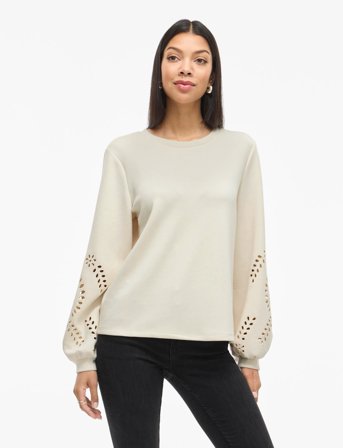 Vila Visandy L/S Detail Sweat Top - Noos - Cream - XL