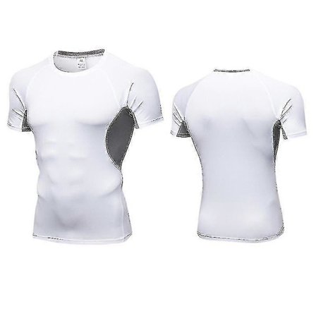 Kompressions T-shirt för män Sommar Baslager Muskeltröja Sport Kortärmad Gym Träningstop