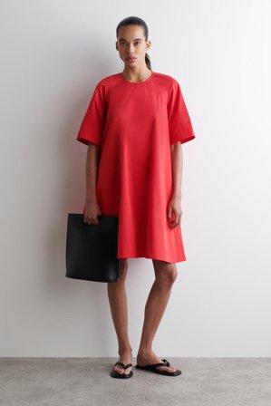 COS Women's Tie-Back A-Line Mini Dress in Red