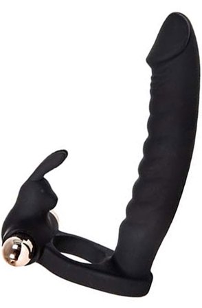 Double Penetrator With Rechargeable Gold Bullet Strap-on penisring - Blushme.se