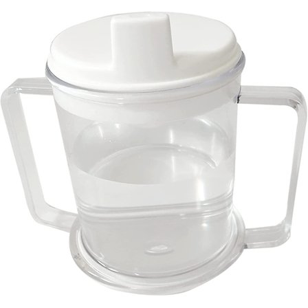 Plastik gennemsigtig krus, let drikkekop med nemme grebshåndtag, anti-spild sippy kop til voksne børn (1 stk, hvid) [DM]