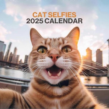 Katt-Selfies Kalender 2025, Katt Väggkalender 2025, Rolig Katt-Selfies Kalender 2025, 12 Månader Hängande Kalender Present till Kattälskare