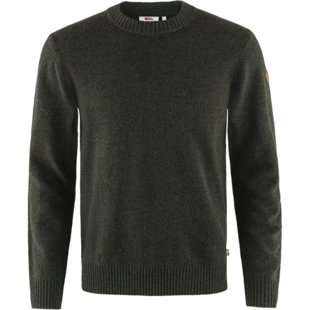 Fjällräven Herr's Övik Round-neck Sweater in Dark Olive | Size: Medium, G-1000/Ull