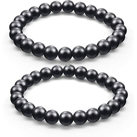 2 delar Shungite Armband Med 8 Mm Shungite Beads Emf Kristallskydd Kristall Energi Stretchy Stones Armband För Män Kvinnor