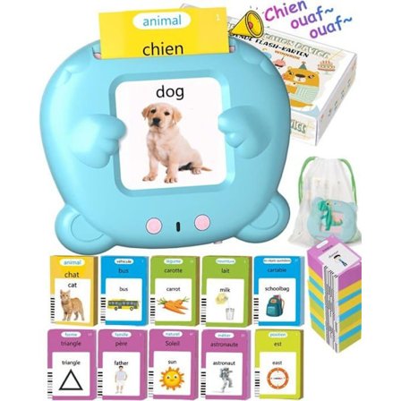 Pedagogiska kort - Montessori - 224 ord - Leksak för 2-åringar - Skärmfri inlärning - Blå