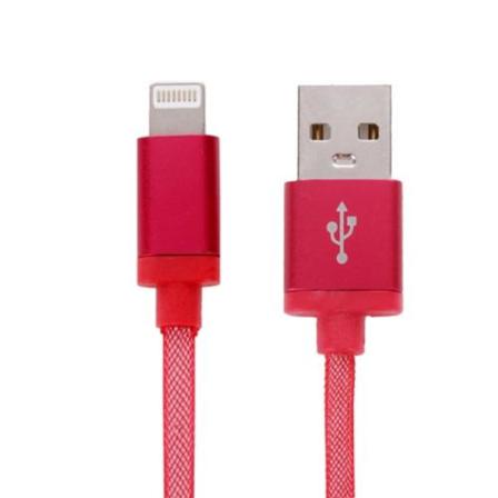 Sign Usb Till Lightning Kabel 5v, 2.1a, 25cm, Nylon - Röd Röd