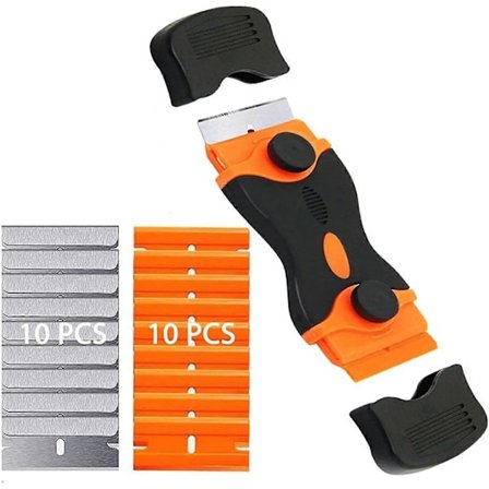 Keramisk kogepladeskraber + 20 blade, alsidig glasskraber keramisk kogepladeskraber til vinduer/spejle/gulvrengøring