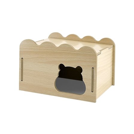 Hamster Skjul, Træ Hamsterhus, Gerbilhus med Vindue, Dvæghamsterhus og Skjulested, Aftageligt (LGL)