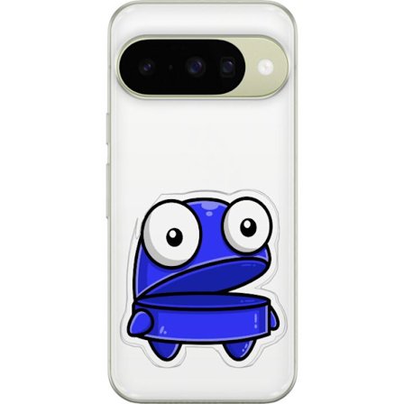 Kompatibel Mobilcover til Google Google Pixel 10 Blå tegneseriefigur med åbent udtryk og store øjne i sjov illustration