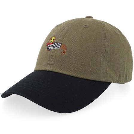 Iconic - Grün Unconstructed Cap - French Hot Dog Stone Washed Olive/Black Dad Cap @ Hatstore