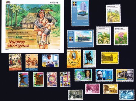 Guyana, Paraguay, Peru, Suriname, Uruguay, Venezuela - Frimærkepakke - Post