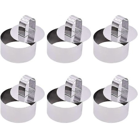 6 stk. Tærteforme, Runde Tærteforme, Rustfrit Stål Kageringe Bage Mousseforme Dessert Ringe (runde)