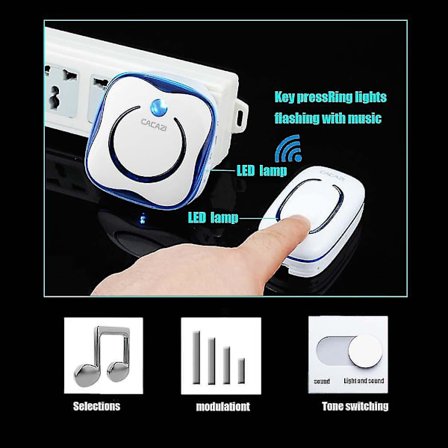 9809 Vanntett AC Digital Trådløs Dørklokke 1 Sender 2 Mottakere