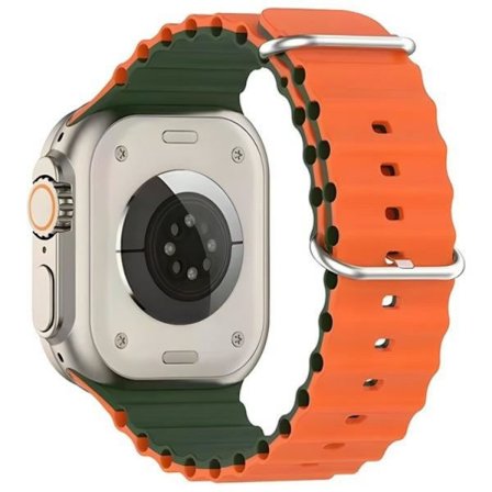 Beline Apple Watch (38/40/41mm) Armband Silikon Waves - Grön/Orange