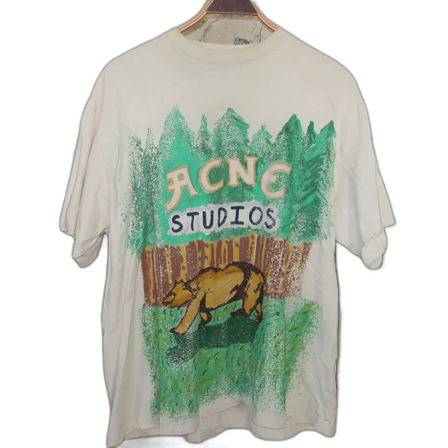Vit Acne Studios t-shirt med björntryck