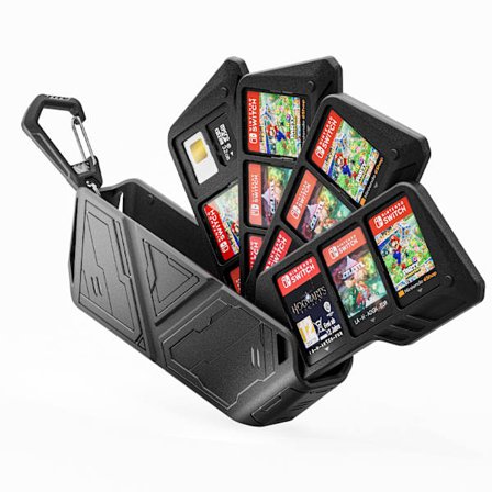 Pelikorttikotelo - 4-kerroksisella pyörivällä pidikkeellä Nintendo Switch-, Oled- tai Lite-peleille (musta)