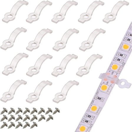 100 stk. monteringsbeslag clips til 8 mm bred IP65 vandtæt 3528 2835 LED strip lys, skruer inkluderet