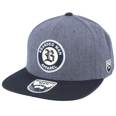 Bearded Man - Gris snapback Casquette - Old English B Patch Charcoal Grey/Black Snapback @ Hatstore