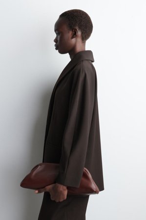 COS Women's Ingot Clutch Bag Leather in Red