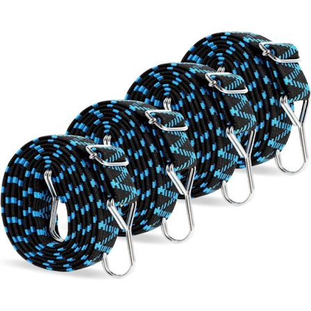 Justerbare flade gummistropper med metalkroge 2M elastisk reb til bagage Cykel Motorcykel Bil Presenning Camping Trailer