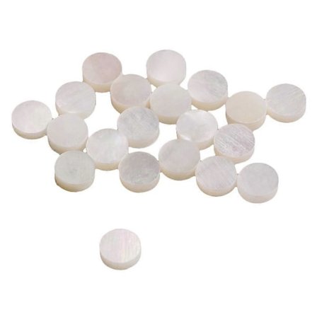Hvite perlemor-prikker for fret-inlay 6mm for gitar gripebrett (pakke med 20) (FMY)
