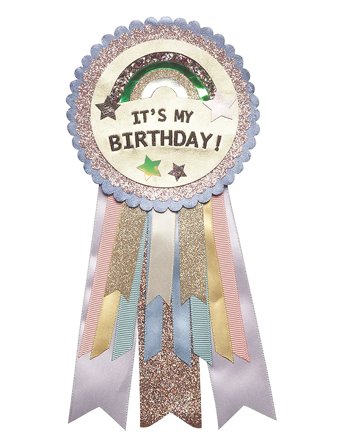 Rosette Badge - Birthday Unicorn Patterned Mimi & Lula