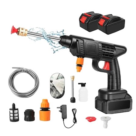 Trådløs højtryksrenser, 240 L/t ydeevne, 6000mAh batteri,Med 2 batterier