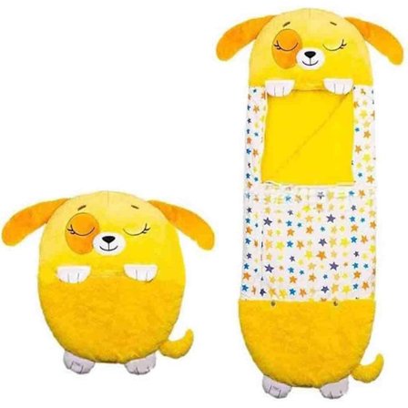 Happy Nappers Iso leikkityyny ja makuupussi, hauskat yksiosaiset lasten pyjamamakuupussit, yllätyslahja lapsille (keltainen)-WELLNGS