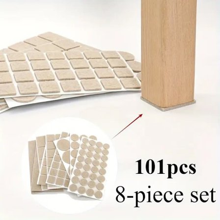 101-delers møbelfilsett i beige - Beskyttelse for tregulv og parkett | Ulike størrelser for stolben og møbler Beige