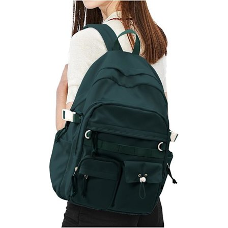1 stk. Rygsæk til skolepiger Rygsæk Dame Skoletasker til piger Gymnasium, Let skoletaske mørkegrøn