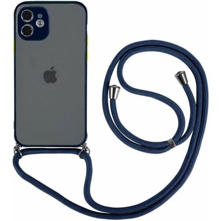 Justerbar skulderrem til iPhone 12 (6.1") Marineblå semi-transparent anti-shock beskyttelse Letvægts stiv slank marinblå