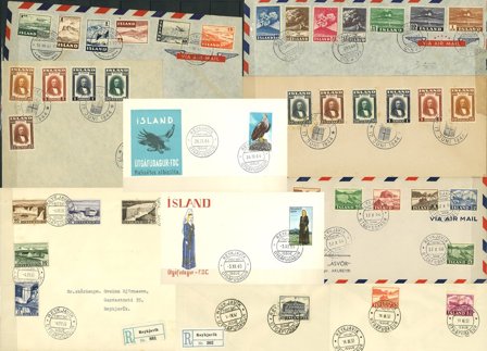 Island 1944-1991 - Samling af FDC i 3 indstiksbøger