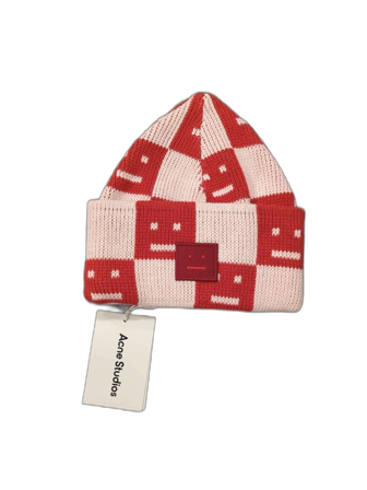 Rutig mössa Acne Studios rosa/röd