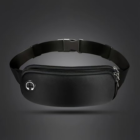 Svart EVA løpebelte med glidelåslukking - Slitesterk, justerbar stropp for menn og kvinner, ideell for fitness og sp [DB]