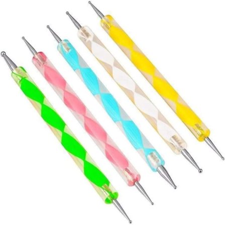 5 stk 2-veis prikkeverktøy neglekunst spiss prikkfarge manikyrsett