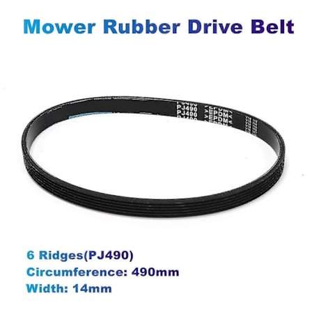 Gummireim til gressklipper (6PJ490) Omkrets 490mm x Bredde 14mm Kompatibel med Qualcast M2E1232M/