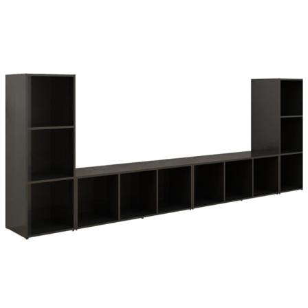 Vidaxl Tv-skåp 4 Delar Svart Högglans 107x35x37 Cm Konstruerat T Svart