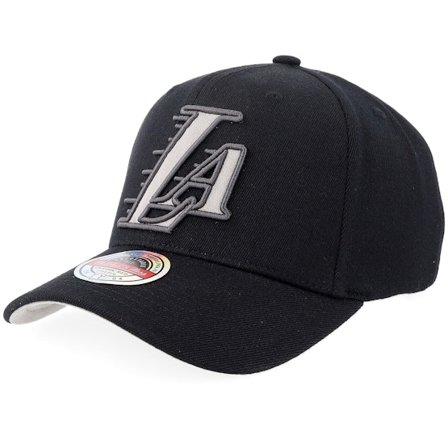 Mitchell & Ness - NBA Noir adjustable Casquette - Los Angeles Lakers Suede Logo Classic Red Black/Grey Adjustable @ Hatstore