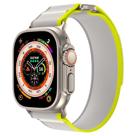 Apple Watch Armband 38mm 40mm 41mm, Mjukt Flätat Nylon Kardborreband för Apple Watch Ultra 2 Ultra Series 9 8 7 SE 6 5 4, Gul/Grå