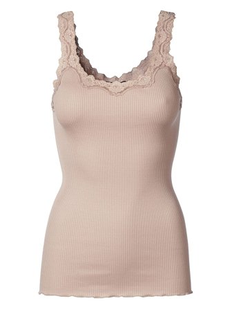 Rosemunde RWBabette Silk SL Deep Back Lace Top Vintage Powder M, Tøj & Bolig, Tøj, Toppe