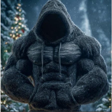 Muscle Print Hættetrøje – Ensfarvet Abs Design Hættetrøje Unisex*S*WY4613