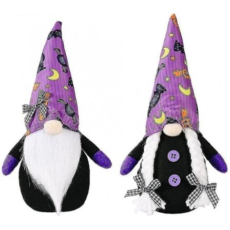 2 stk Lilla dværg dekoration Halloween fest dekoration Halloween Gnome Plys Stående Plys ansigt